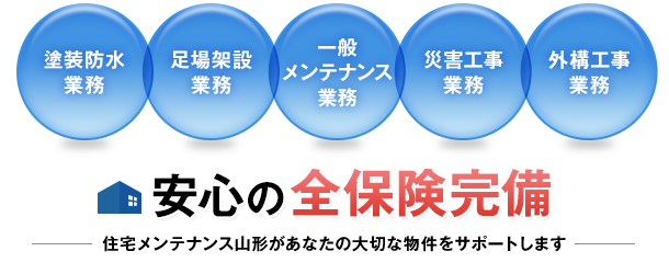 安心の全保険完備、住宅メンテナンス山形があなたの大切な物件をサポートします